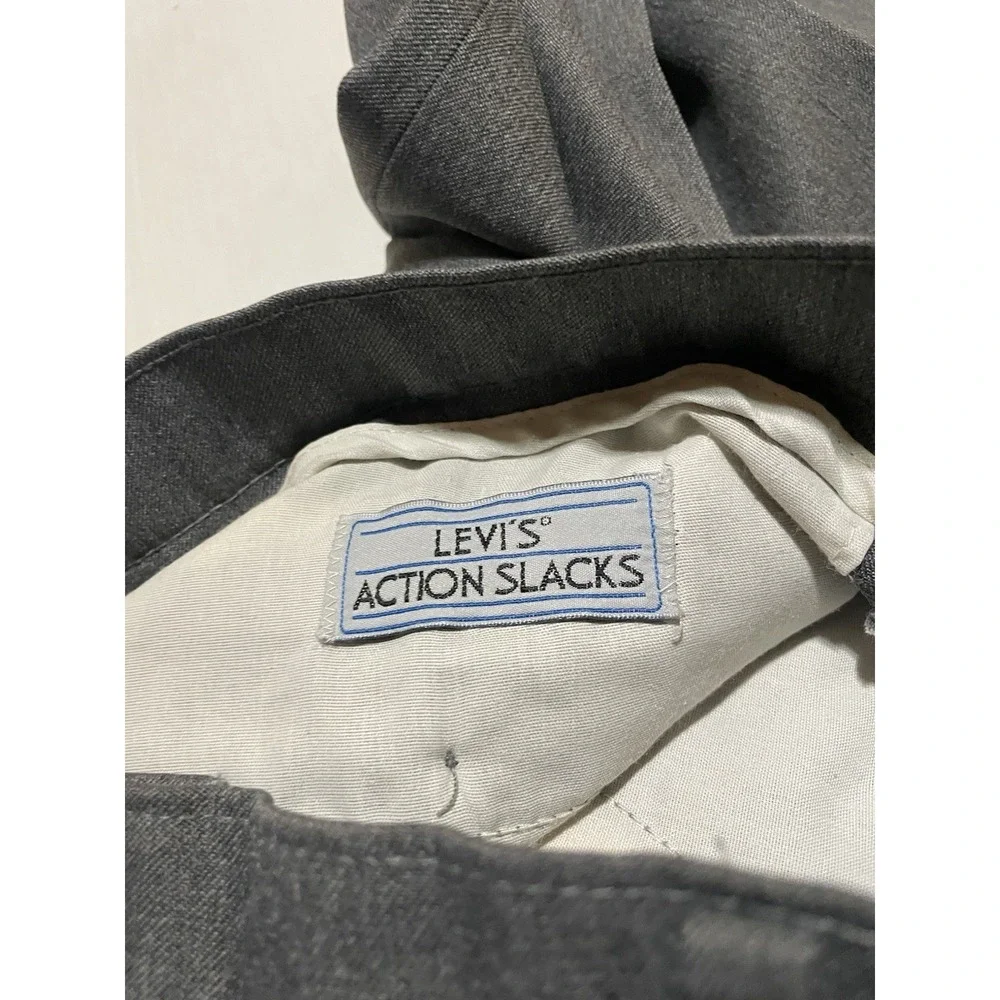 Vintage Levi's Action Slacks 36 X 26 Charcoal Gray Dress Pants USA Polyester